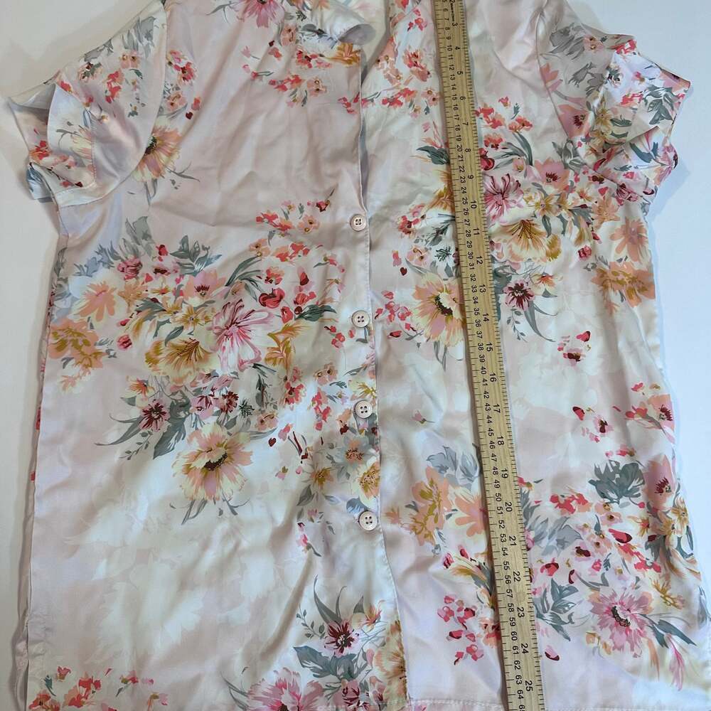 Floral Print Short Sleeve Pajama Top - Picture 2 of 5